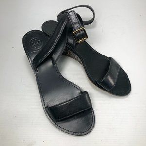 Tory Burch 4726 Black Leather Ankle Strap Sandals